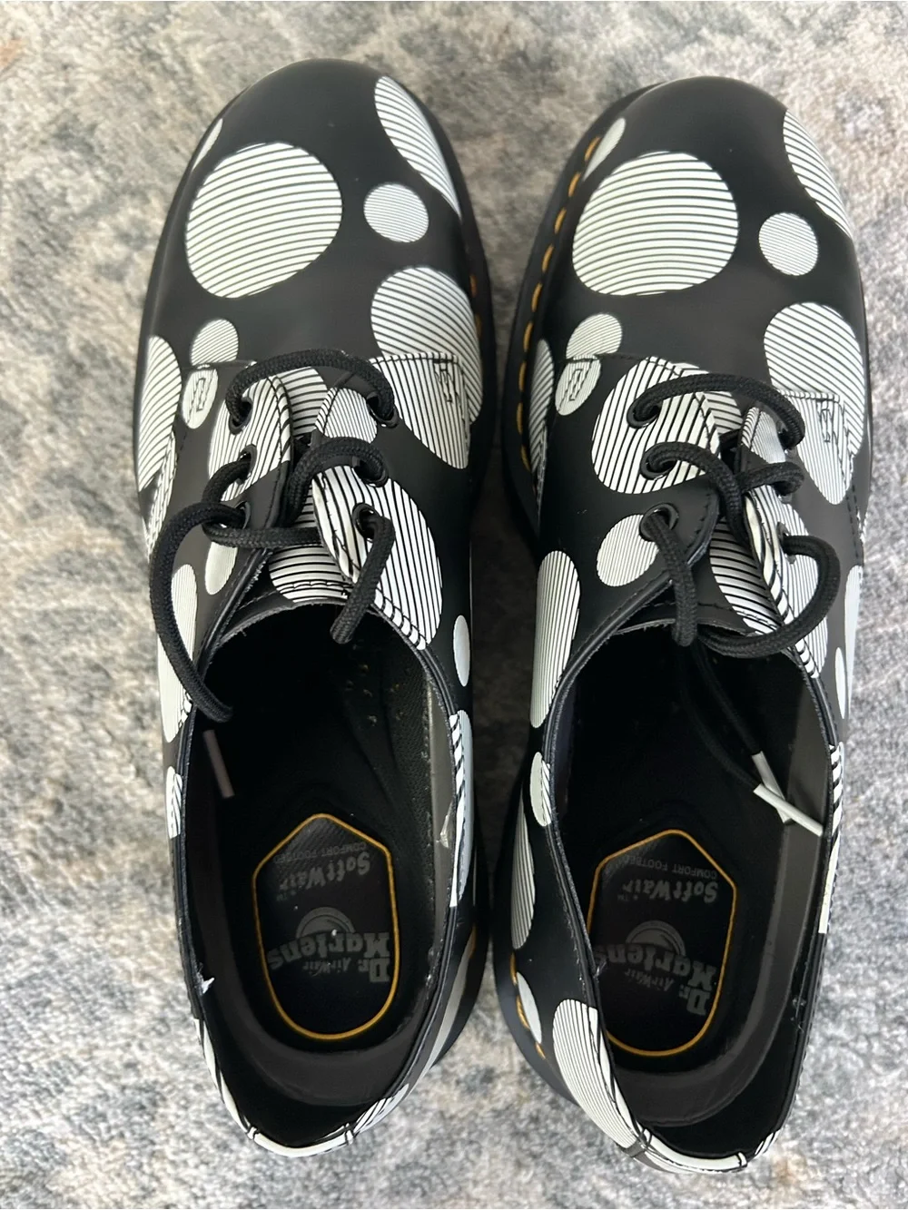 Doc Marten platform black and white polka dot shoes size 12